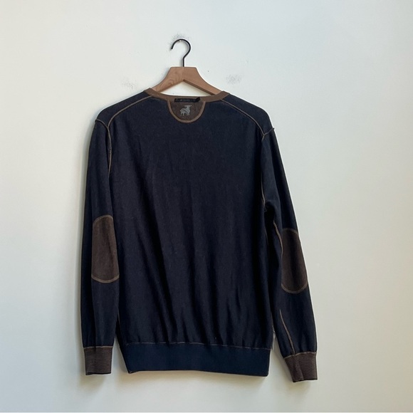 Raffi Reversible Vanise Henley Venley sweater Shirt Brownstone/Clay Elbow Patch - Picture 14 of 16